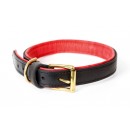Ошейник, кожа, латунь, красно-черный
